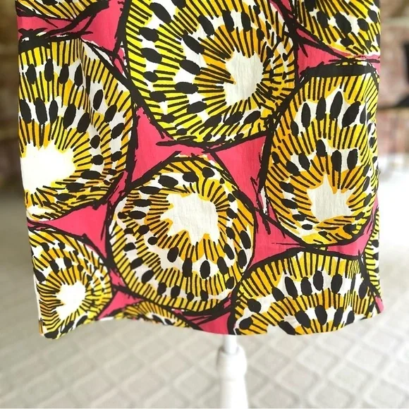 J. Crew Ratti Electric Kiwi Dress Yellow Pink Shift Mini 0 - Picture 9 of 17